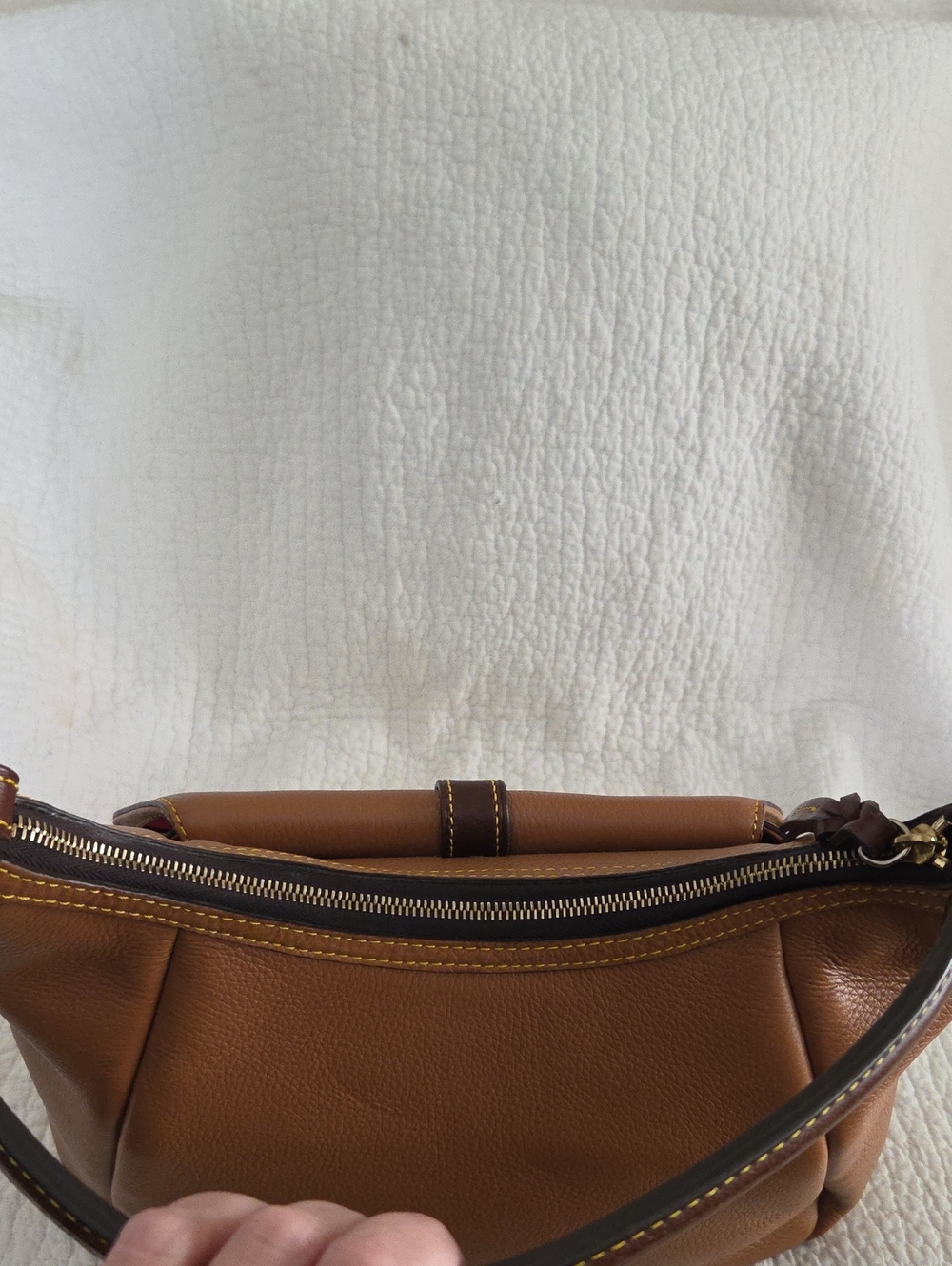 Dooney & Bourke Brown and Dark Brown Pebble Leather Shoulder Bag No Call Outs - Picture 7 of 10